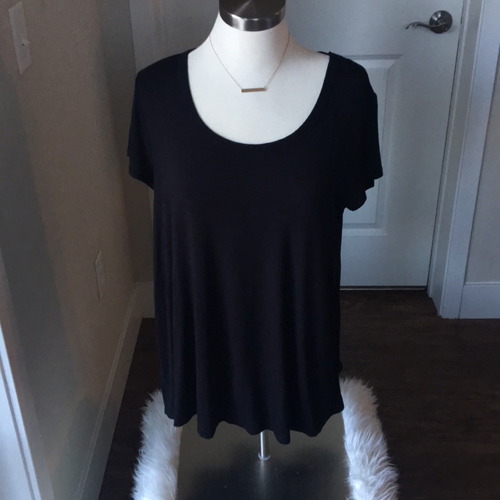 Ellen Tracy sheer back black blouse.